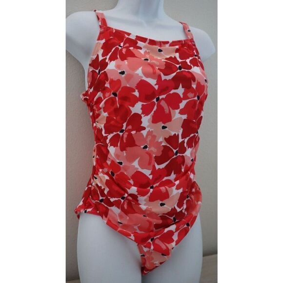 Catherine Malandrino Womens Sz M Floral Print Side Ruching 1-Piece Swimsuit $120 - Picture 3 of 6